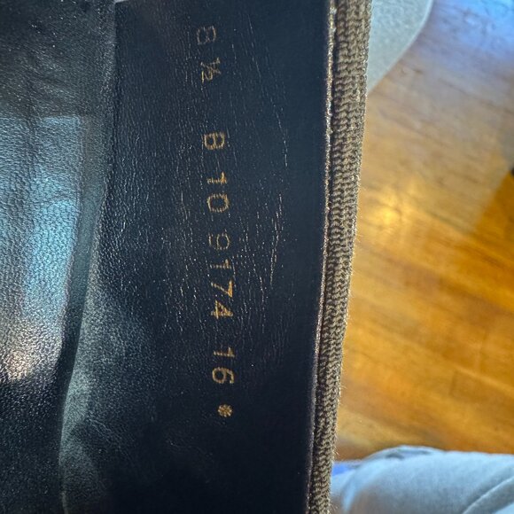 Classic Robert Clergerie Brown/Green Nylon or Satin Loafers with Med Heels - Picture 4 of 9